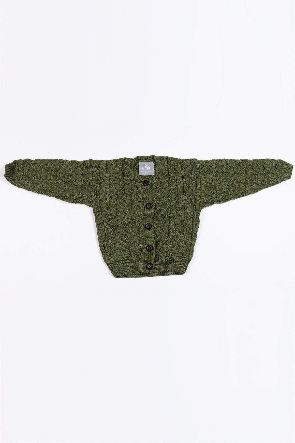 Kids Aran Cardigan in Green