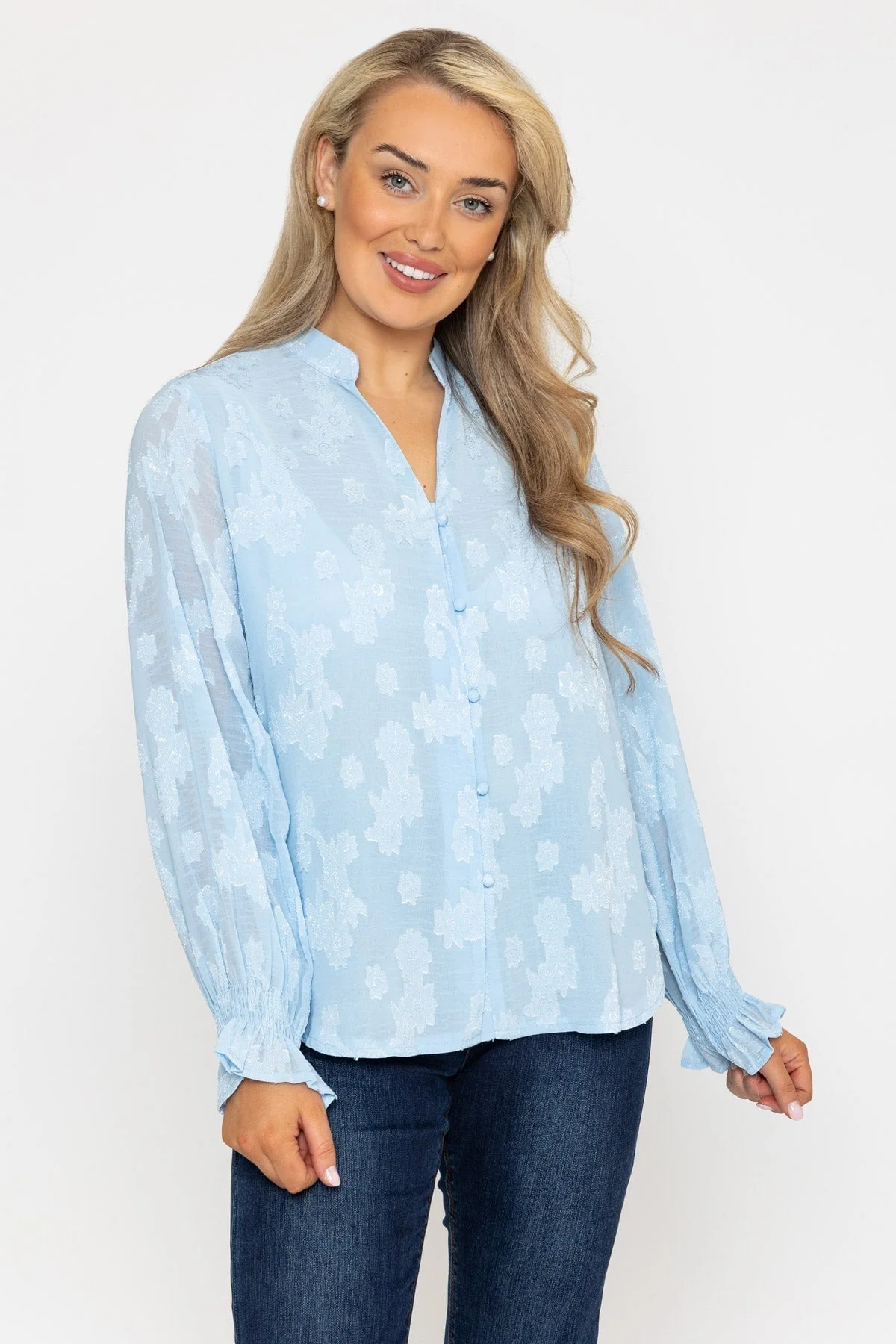 Long Sleeve Boho Blouse in Blue
