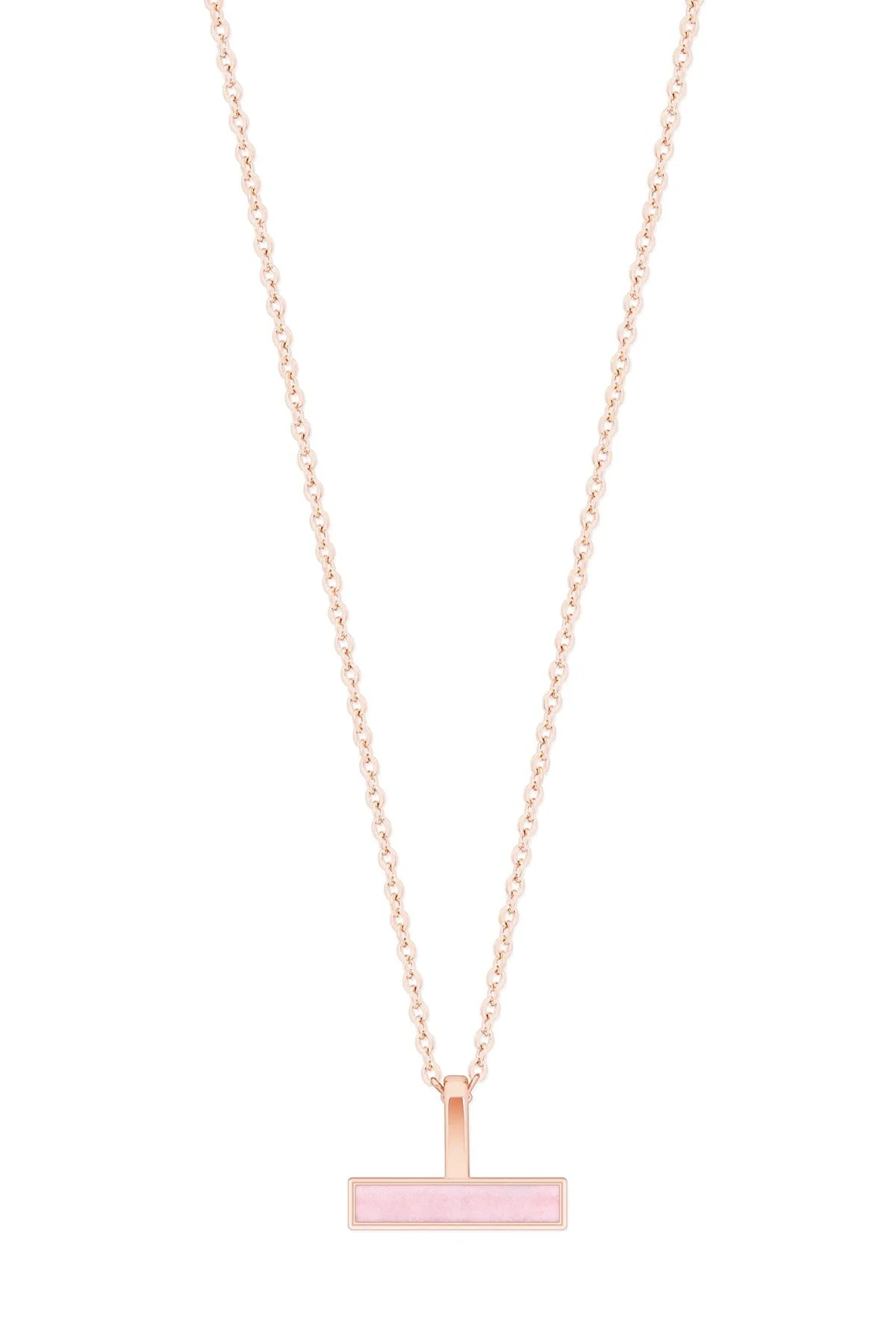 T-Bar Pink Bar Pendant in Rose Gold