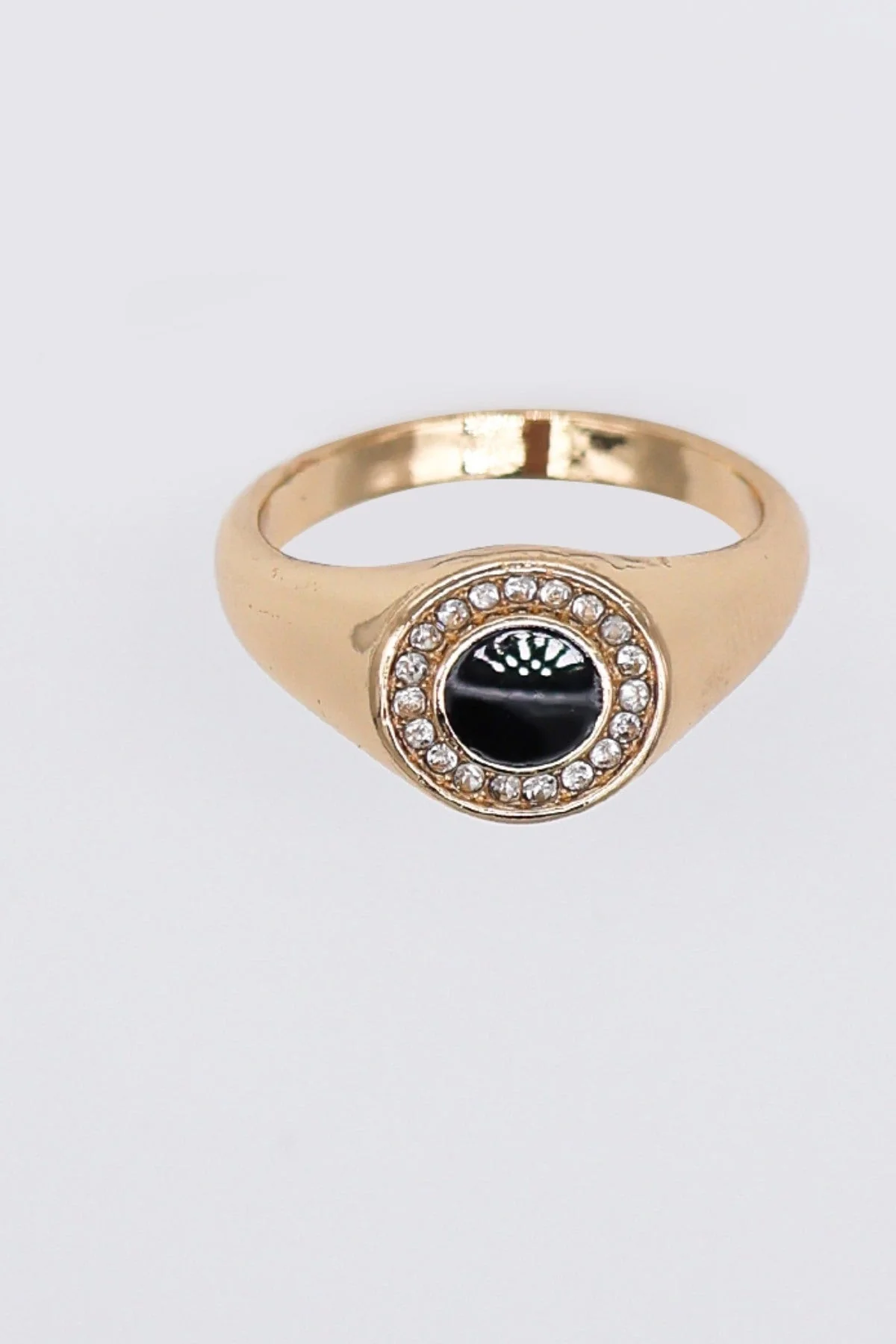 Gold Ring with Black Detail Size 7