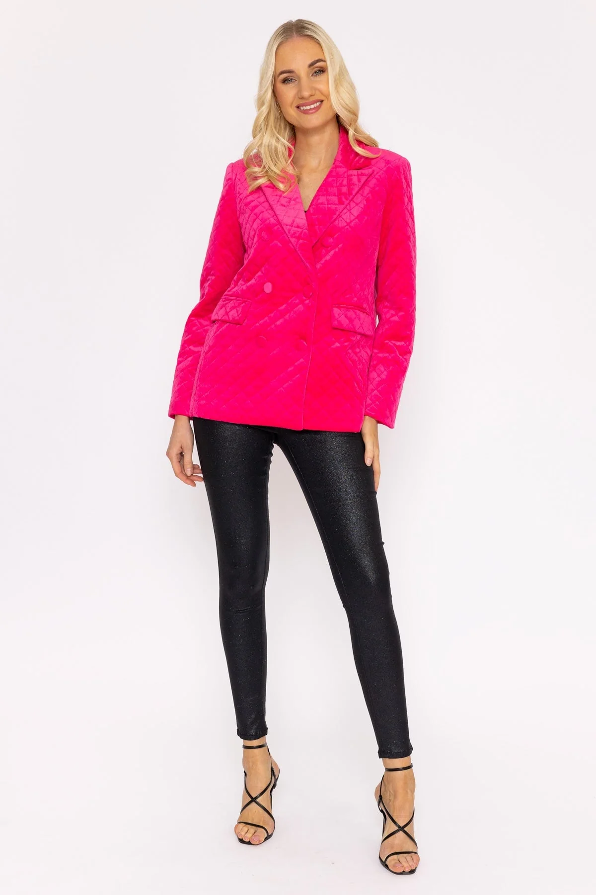 Velvet Blazer in Fuchsia