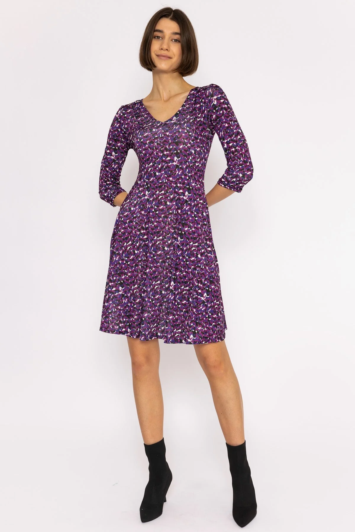Deirdre Dress in Magenta Print