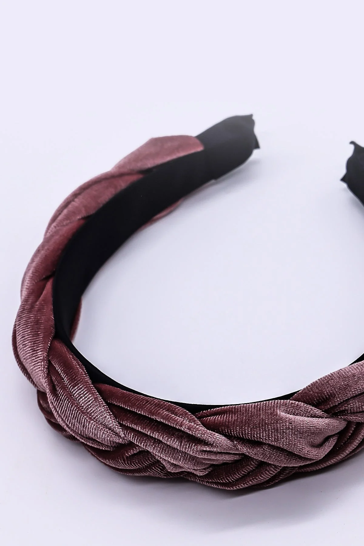 Pink Velvet Plaited Hairband