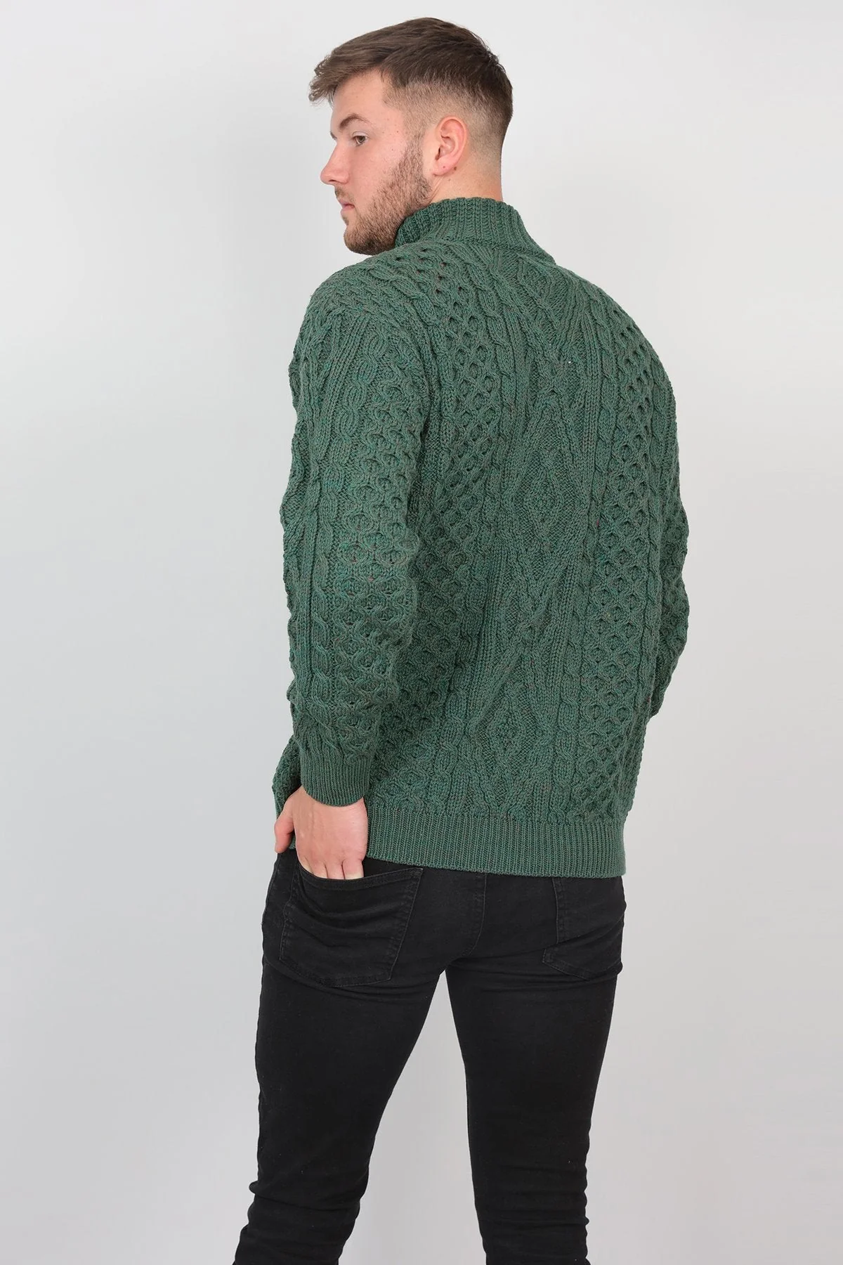 Mens Diamond Knit Troyer in Connemara Green