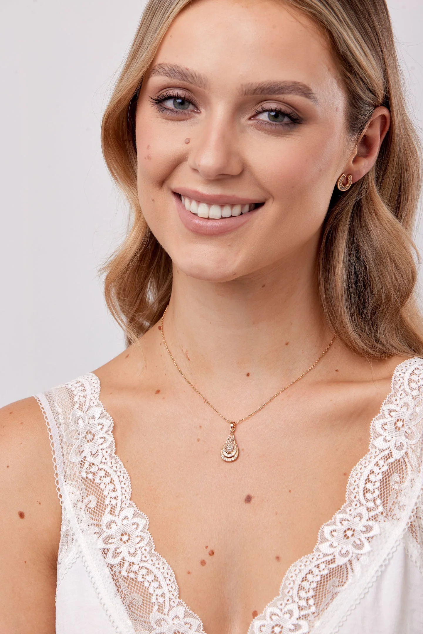 Gold Micropave Teardrop Pendant