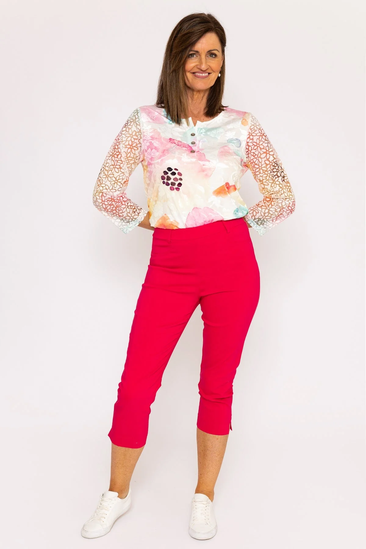 Bengaline Cropped Trousers in Hot Pink