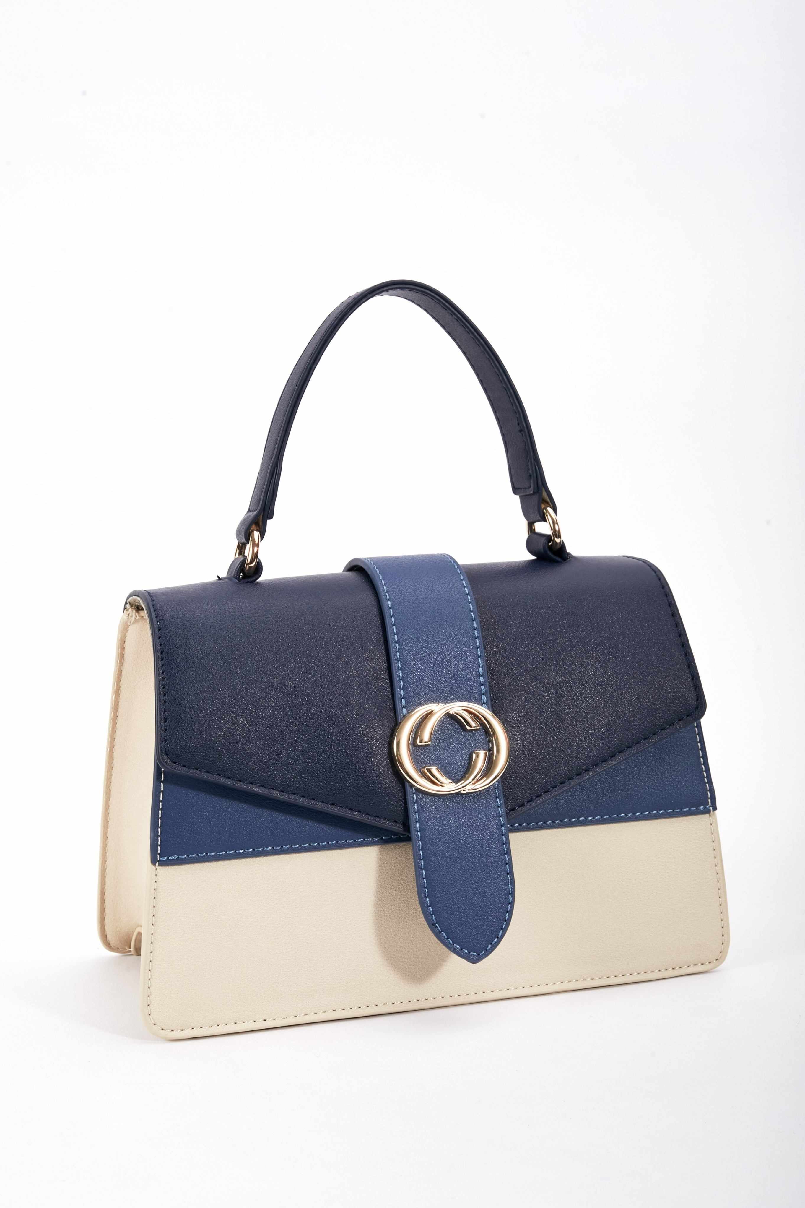 Petite Contrast Tote in Navy