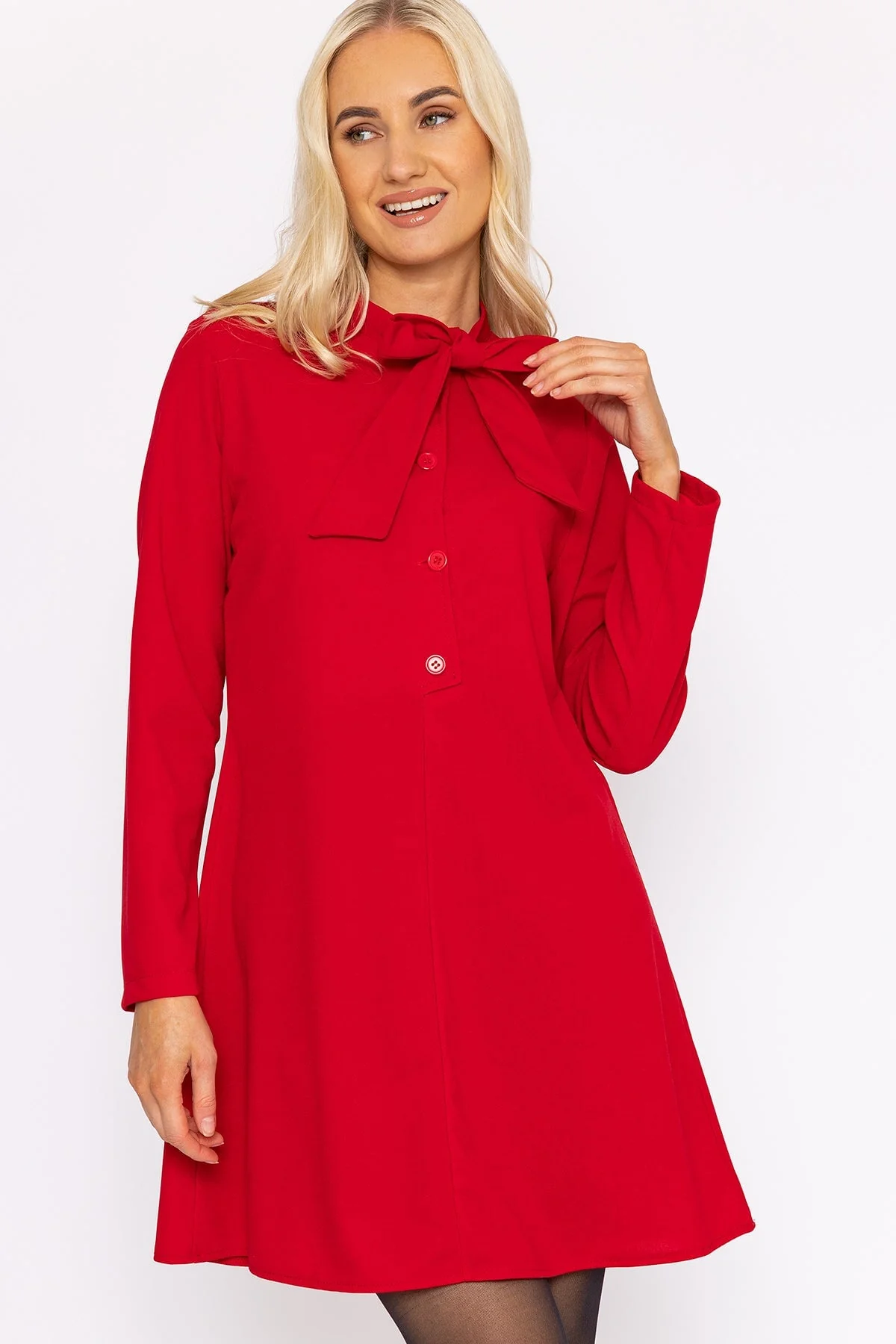 Pussybow Dress in Red