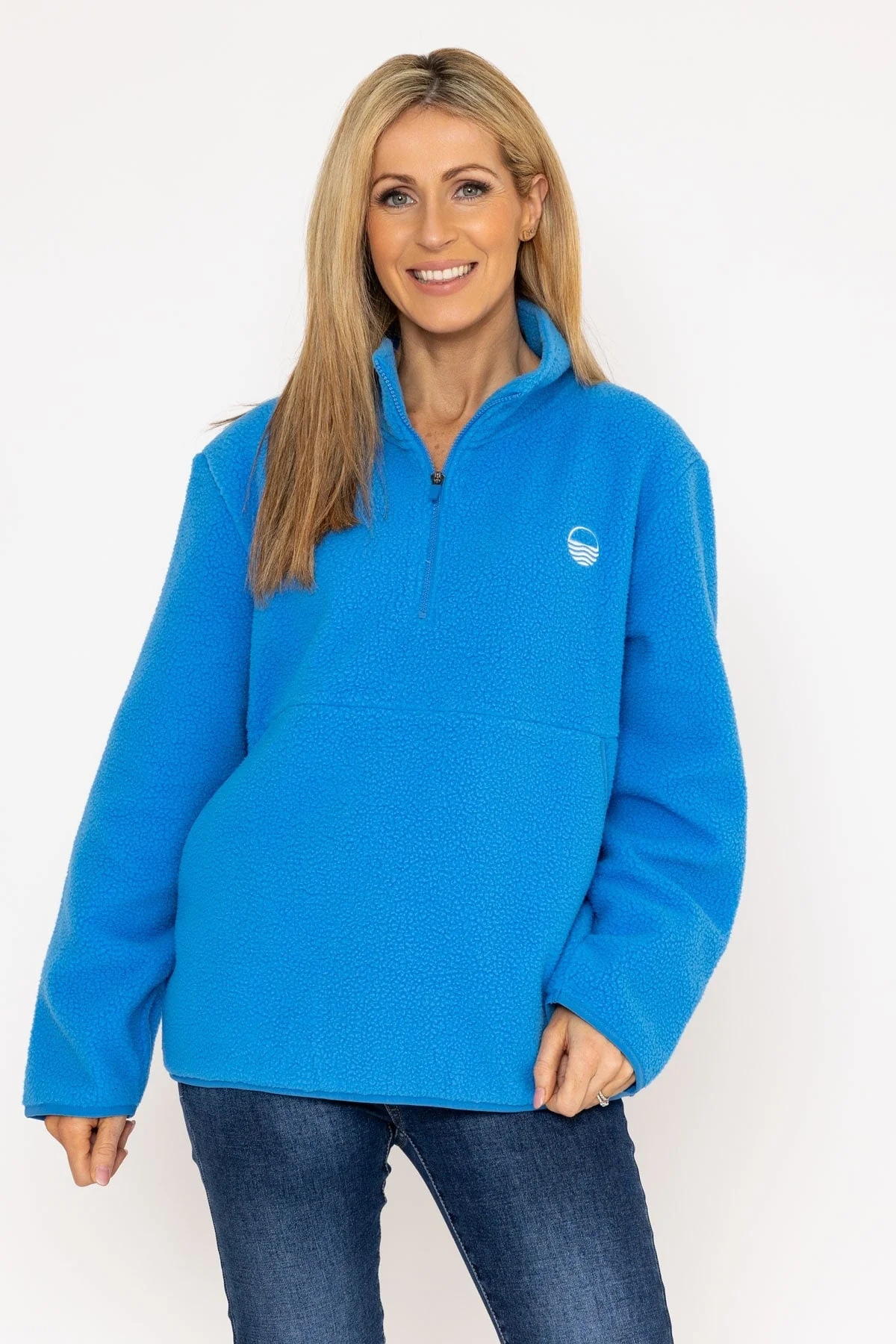 1/2 Zip Teddy Fleece in Blue