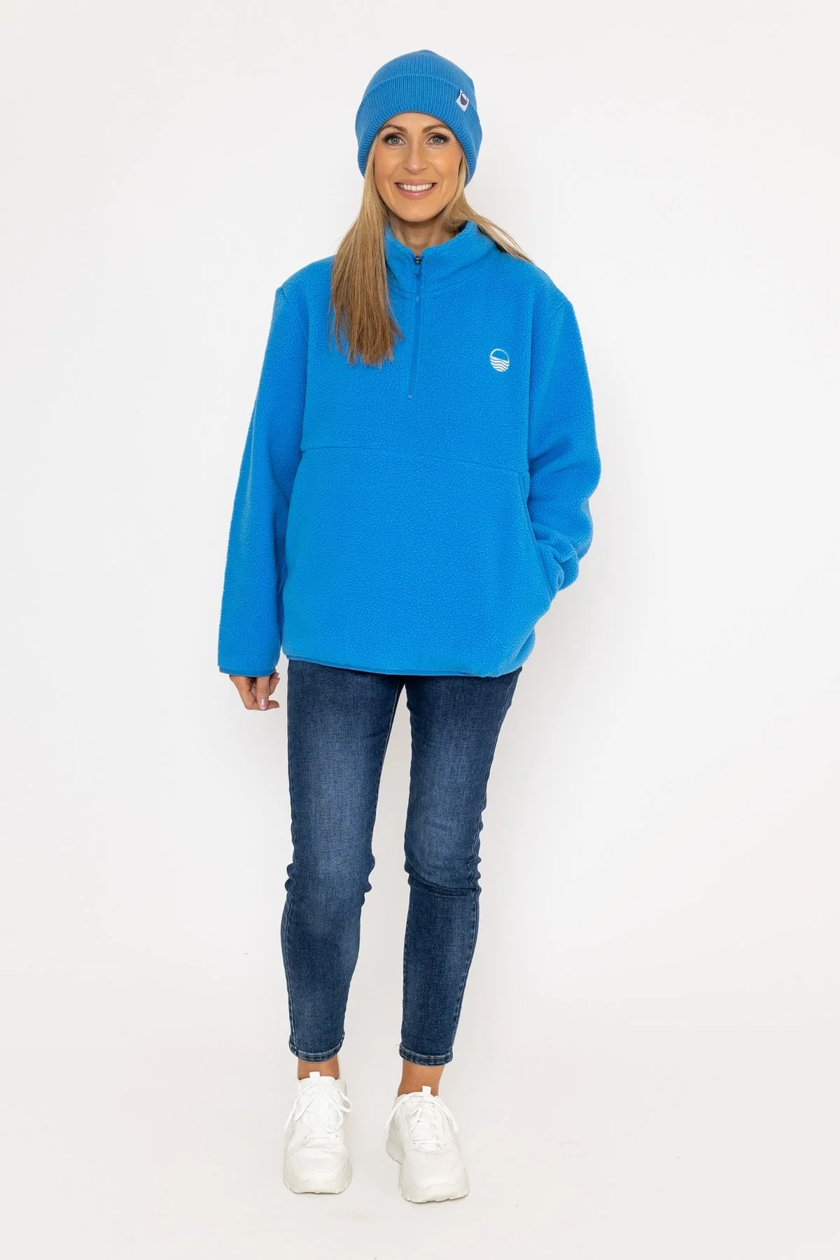 1/2 Zip Teddy Fleece in Blue