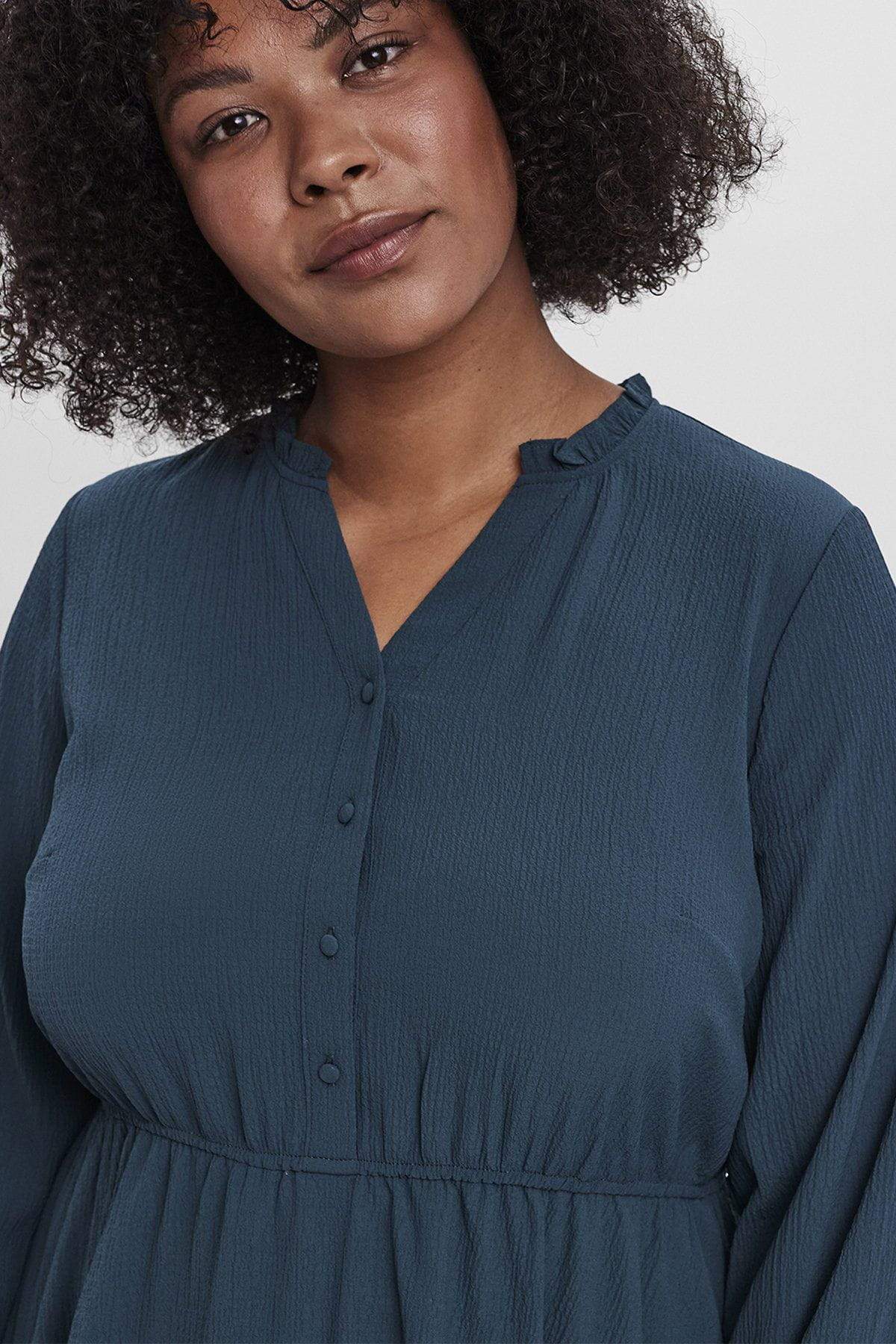 Curve - Naya Long Sleeve Dress in Seamoss