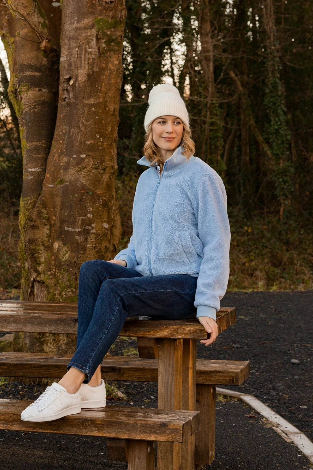 Full Zip Sherpa Jacket in Blue