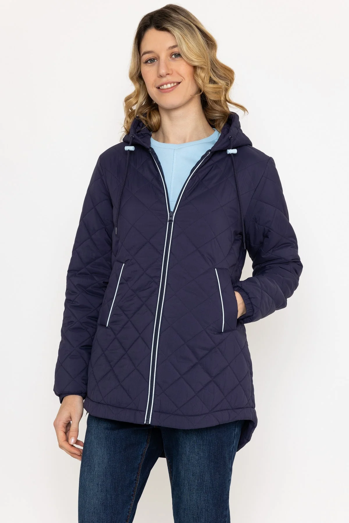 Navy Lightweight Quilted Coat
