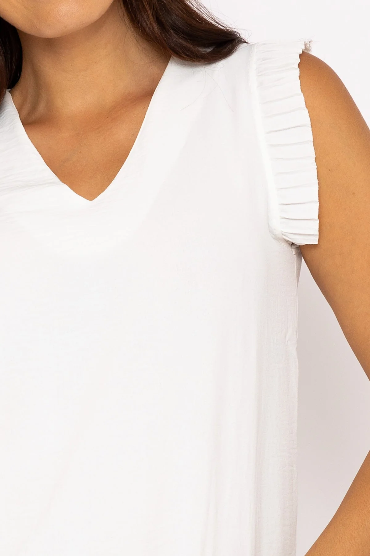 Frill Sleeve Top in Ecru