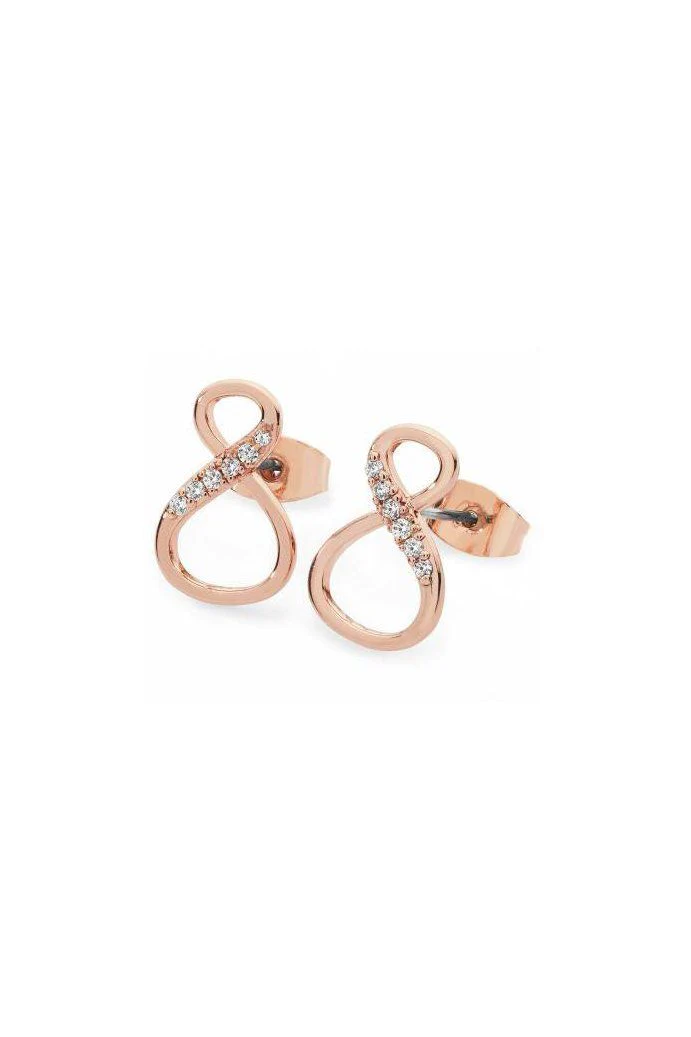 8 Shape Rose Gold Infinity Stud Earrings