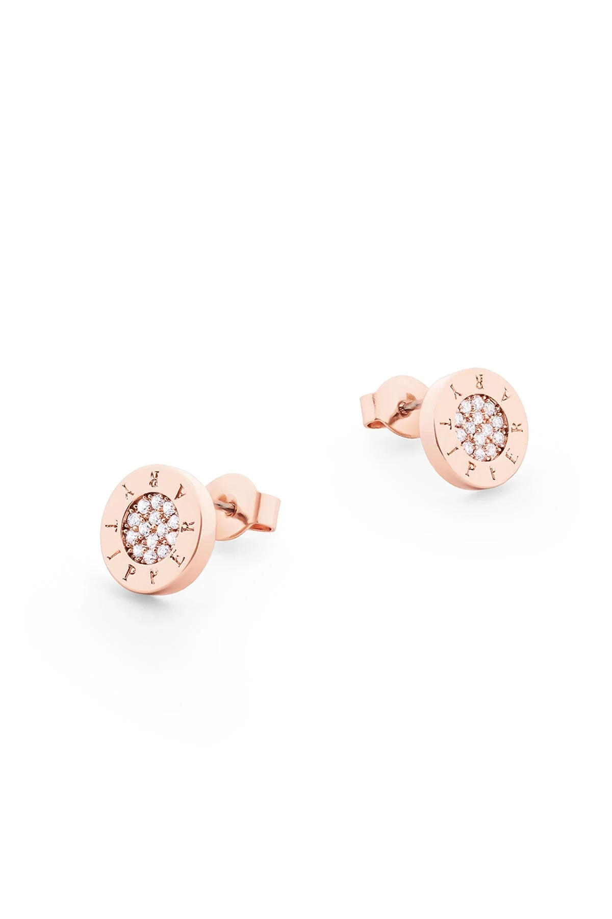 Circle Pave Rose Gold Stud Earrings