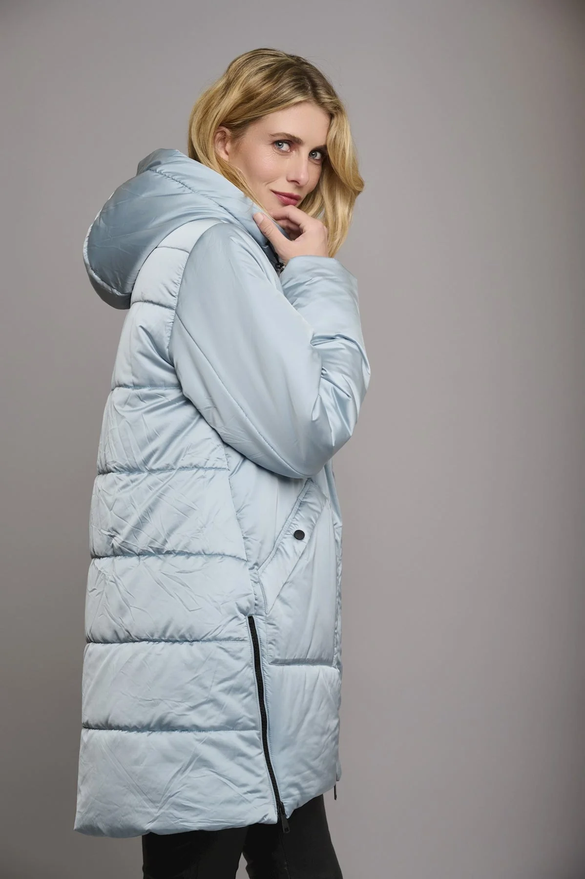 Hooded Padded Coat in Blue