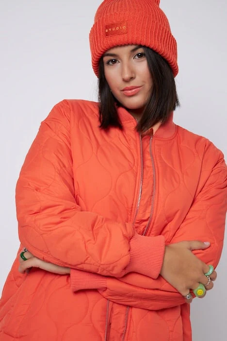 Oversized Fit Quilted Jacket in Red