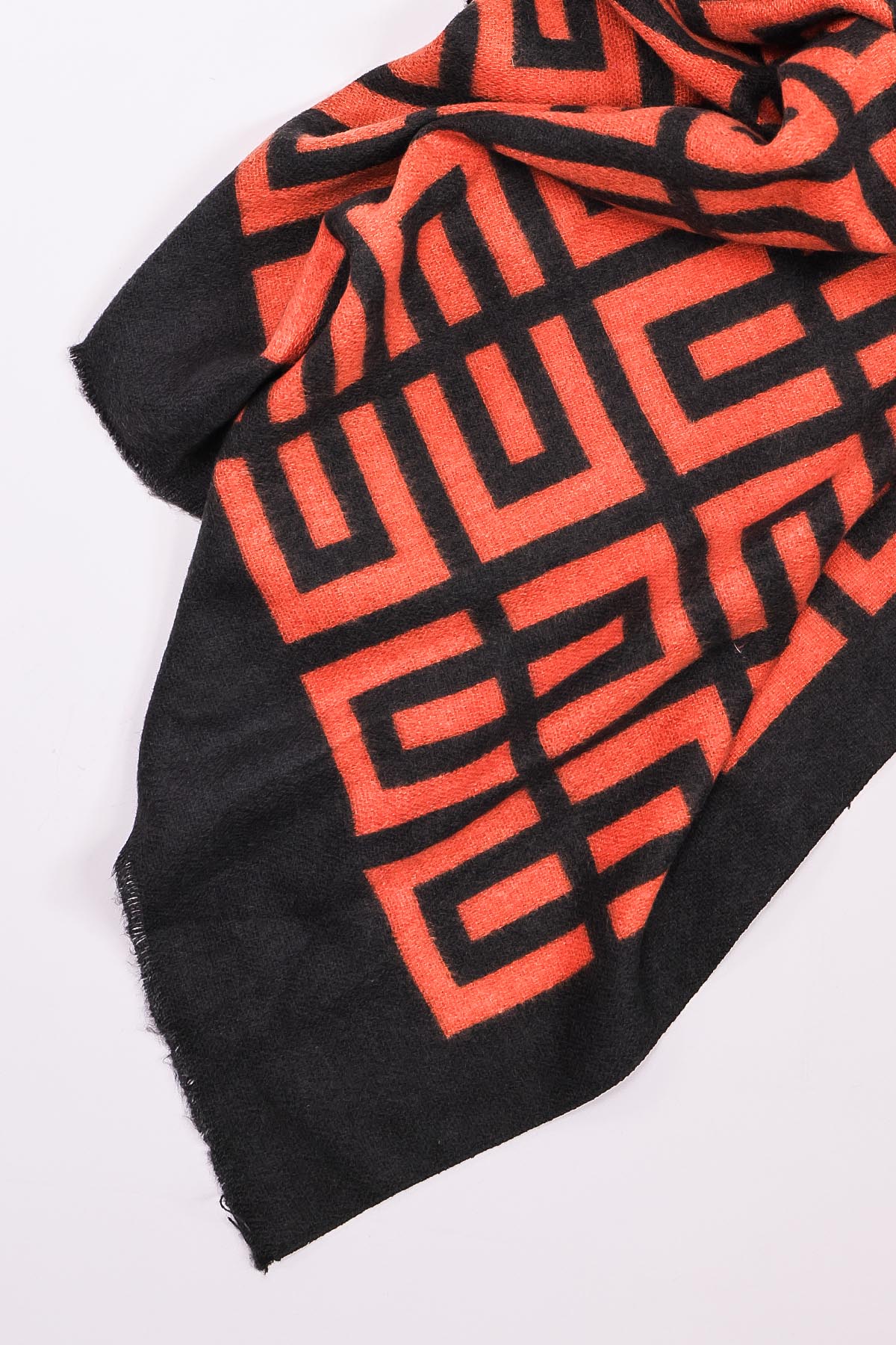 Geo Border Scarf in Orange