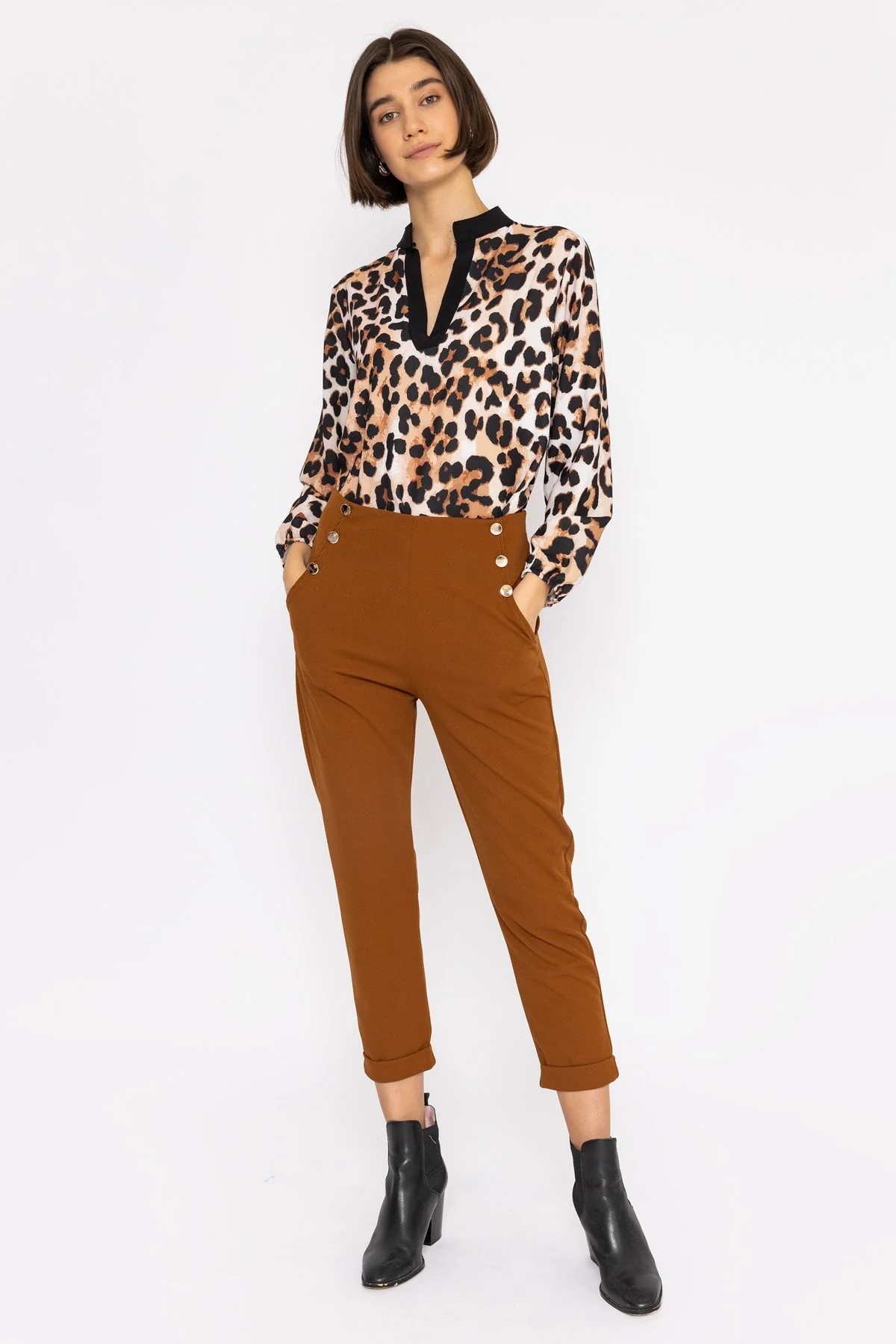 High Waist Trousers in Chocolate