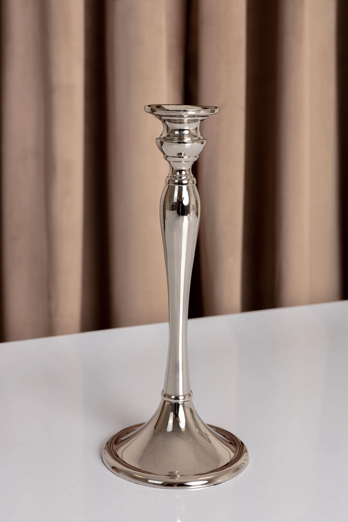 Medium Silver Dinner Candle Holder