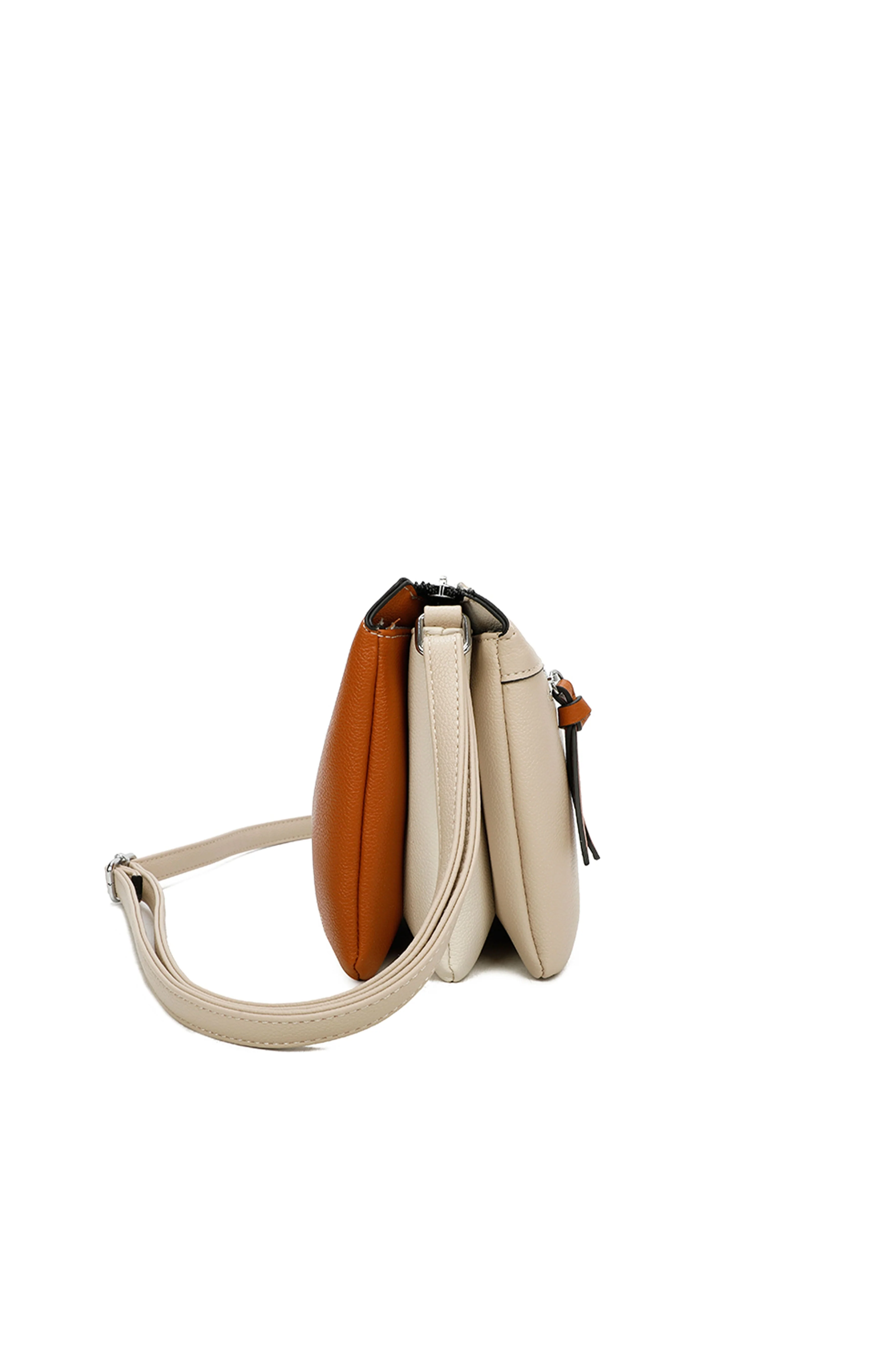 Triple Compartment Crossbody in Beige