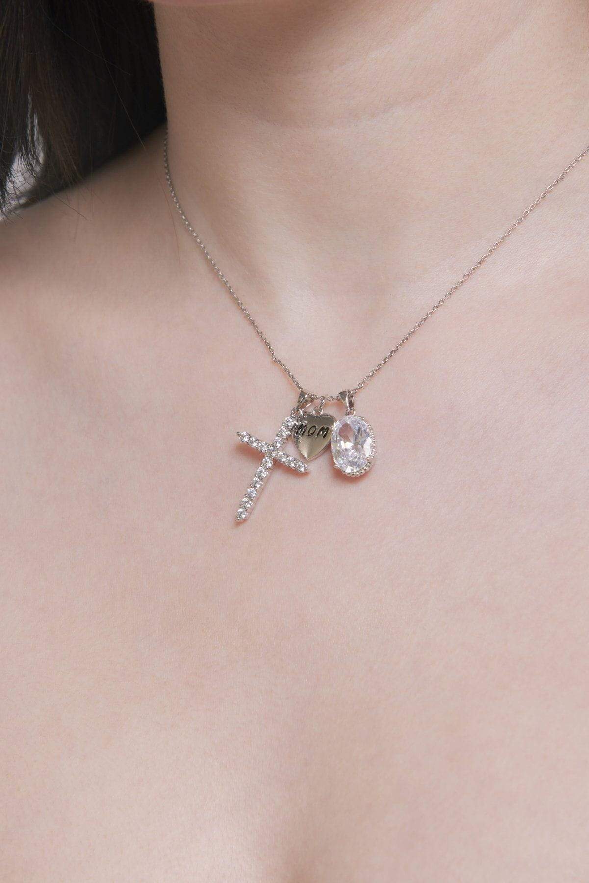 Silver Mom Charm Pendant