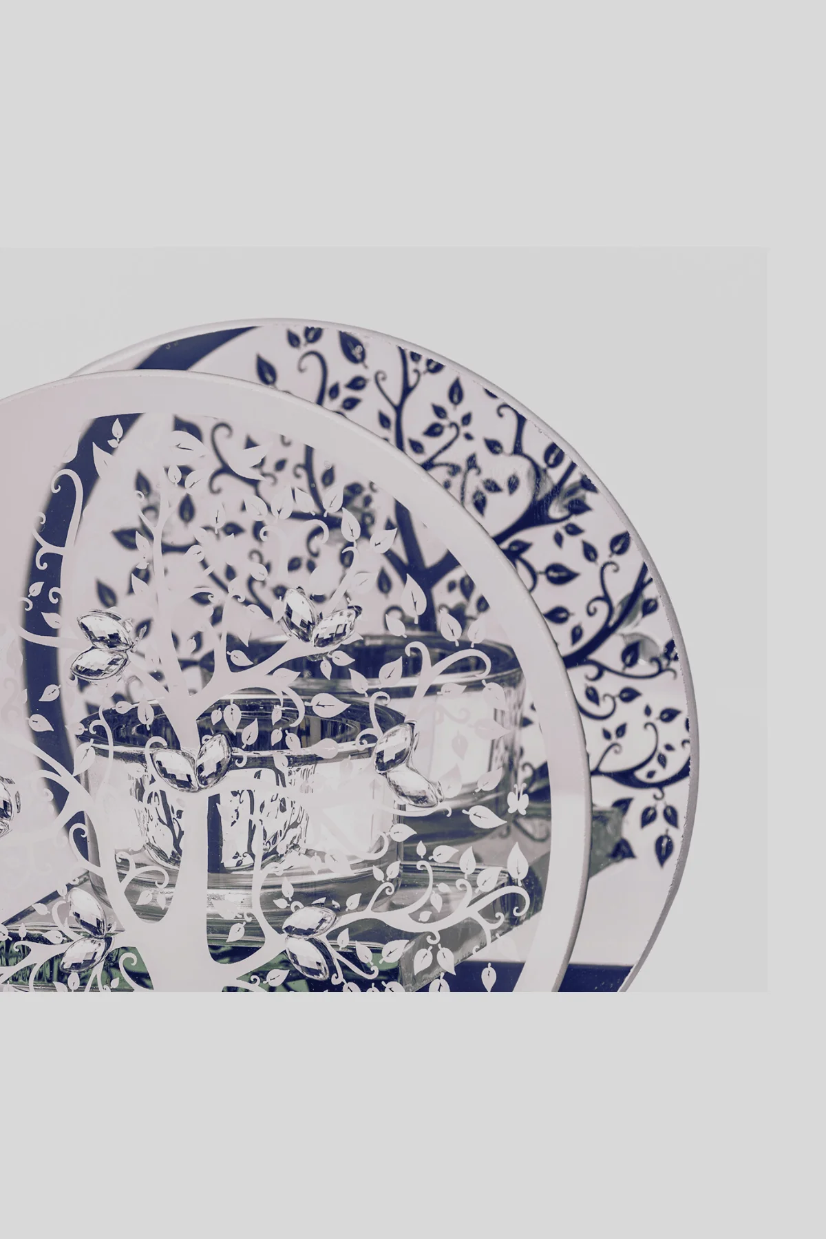 Silver Mirrored Tree T-Light Holder