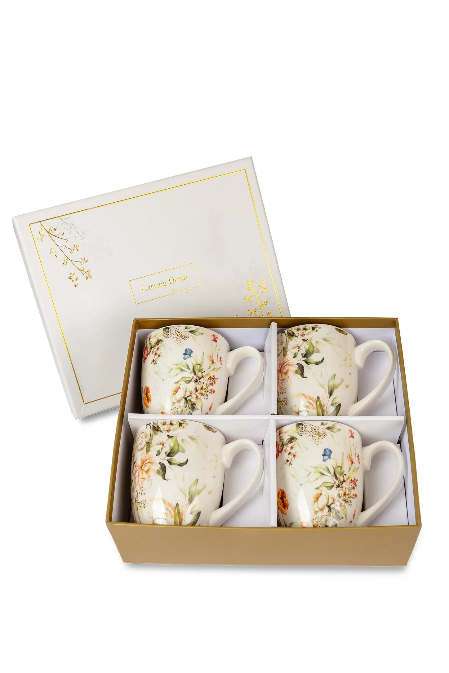 Set Of 4 Vintage Floral Mugs