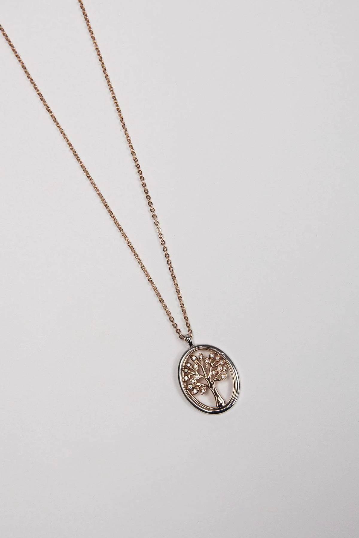 Oval Tree of Life Pendant in Rose Gold