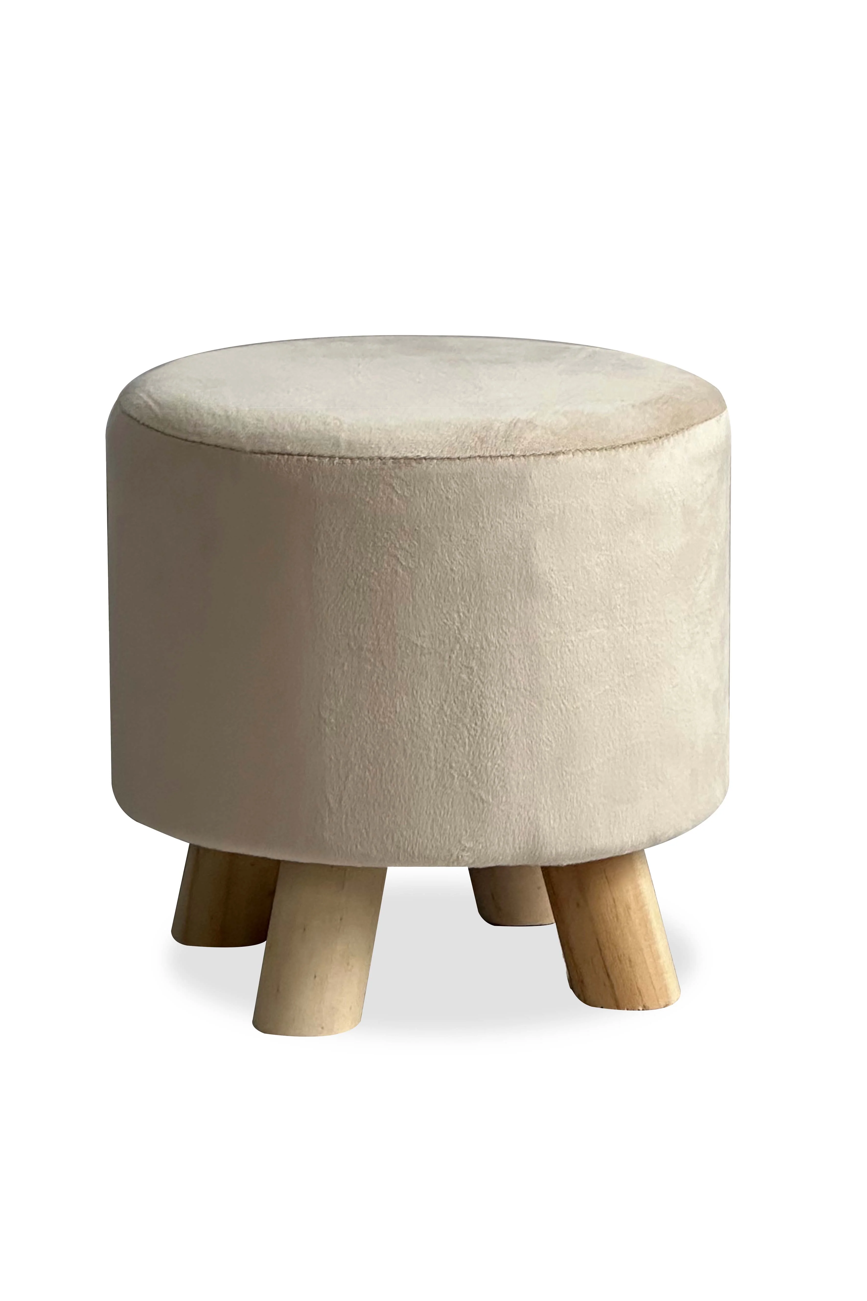 Cream Velour Footstool