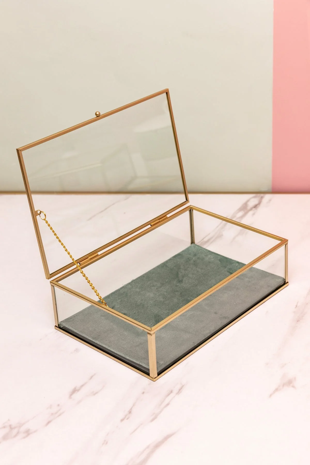 Green Glass Lidded Jewellery Box