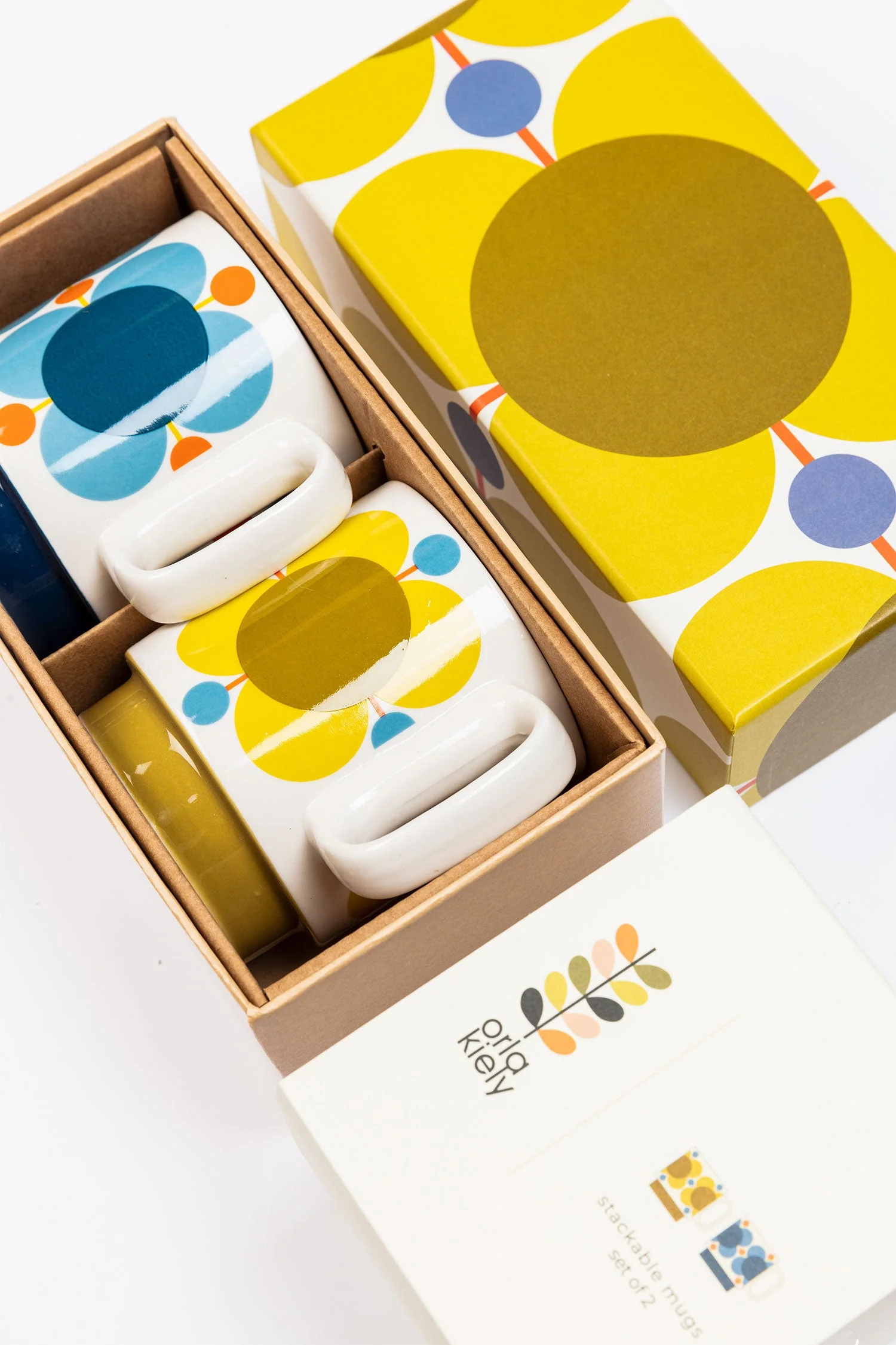 Set of 2 Stacking Mugs - Atomic Flower in Sky & Sunflower