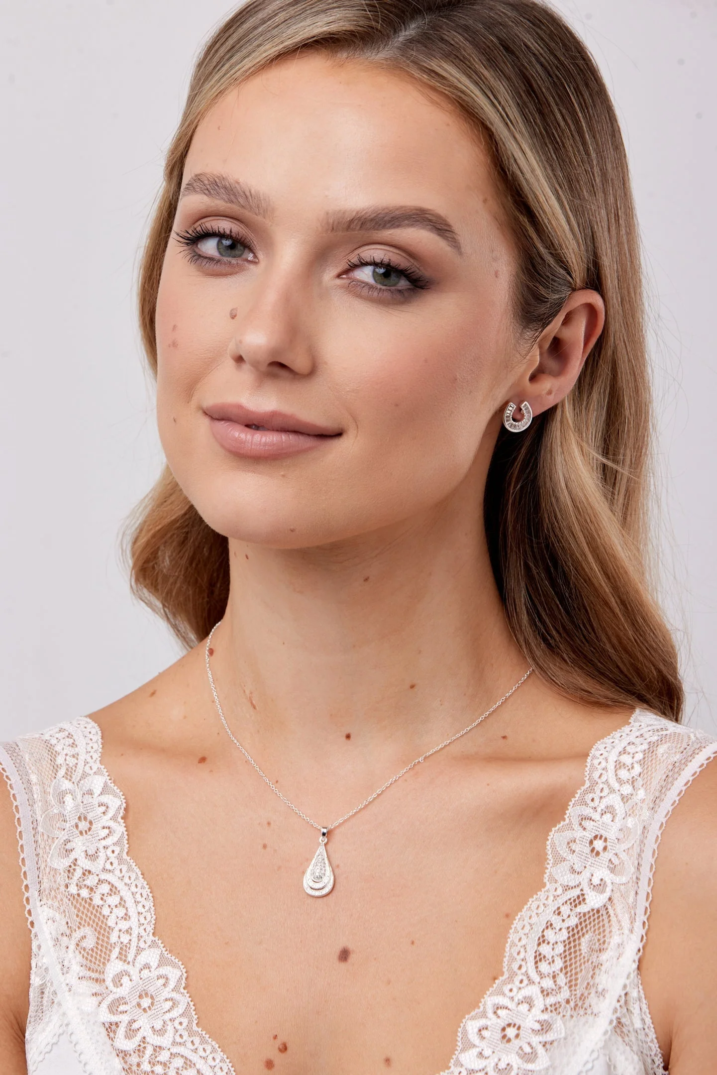 Silver Micropave Teardrop Pendant