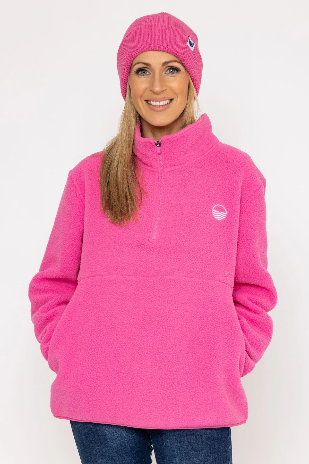 1/2 Zip Teddy Fleece in Pink