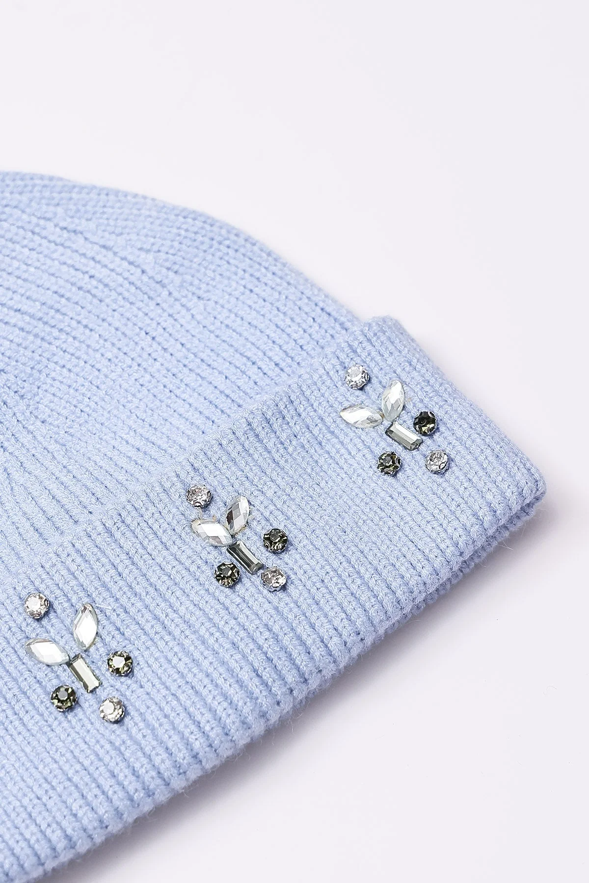 Embellished Beanie in Blue