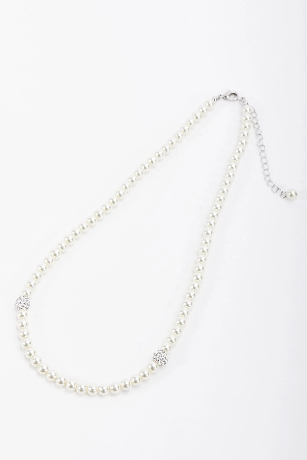 Sliver Tone Pearl Necklace
