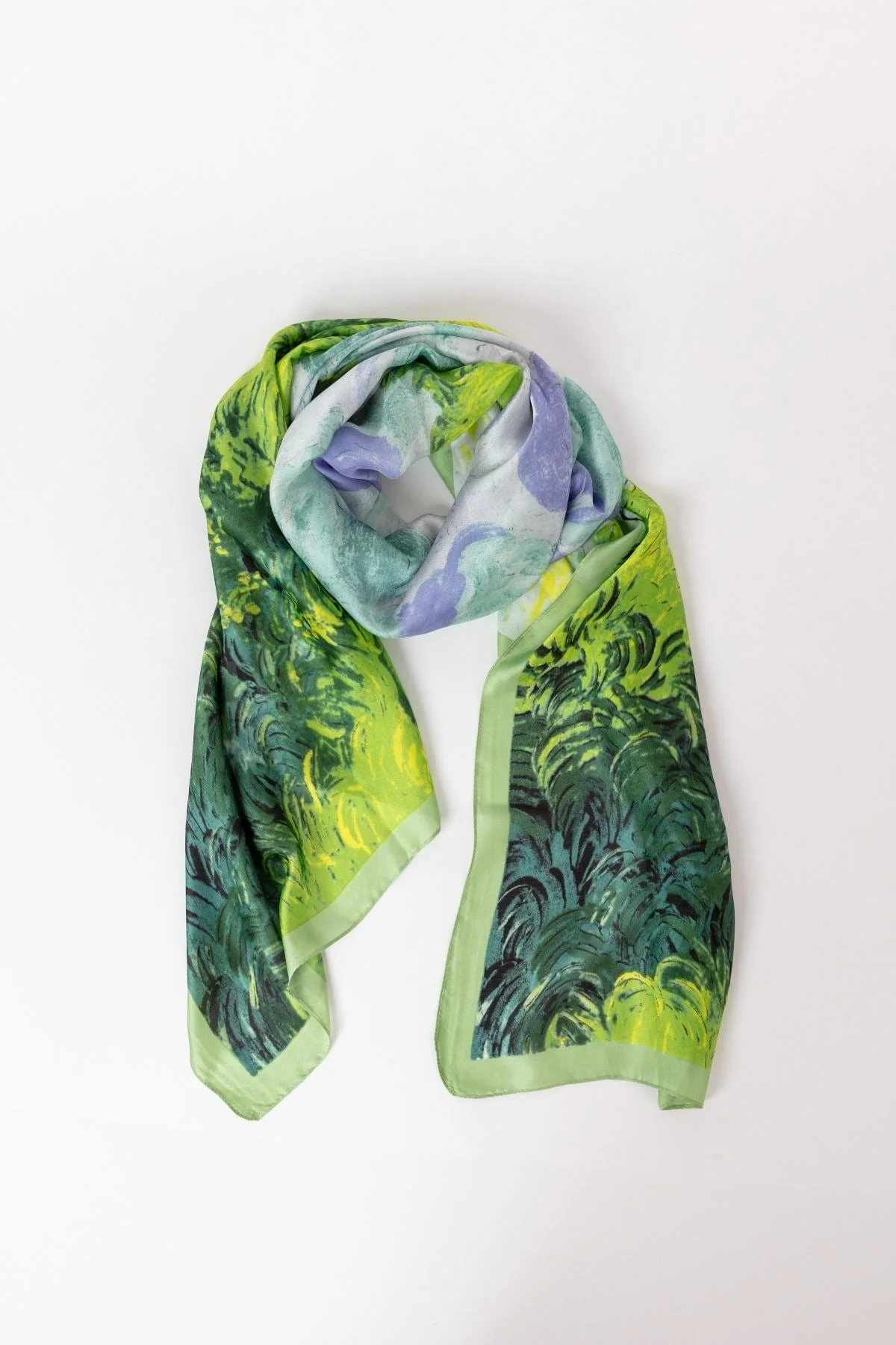 Watercolour Scene Scarf in Green