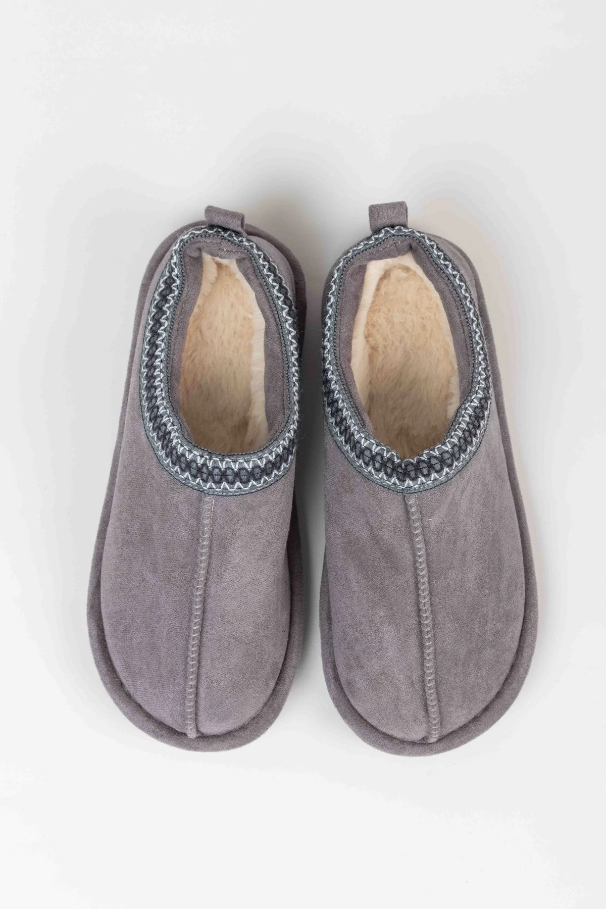 Suedette Mule Slippers in Grey
