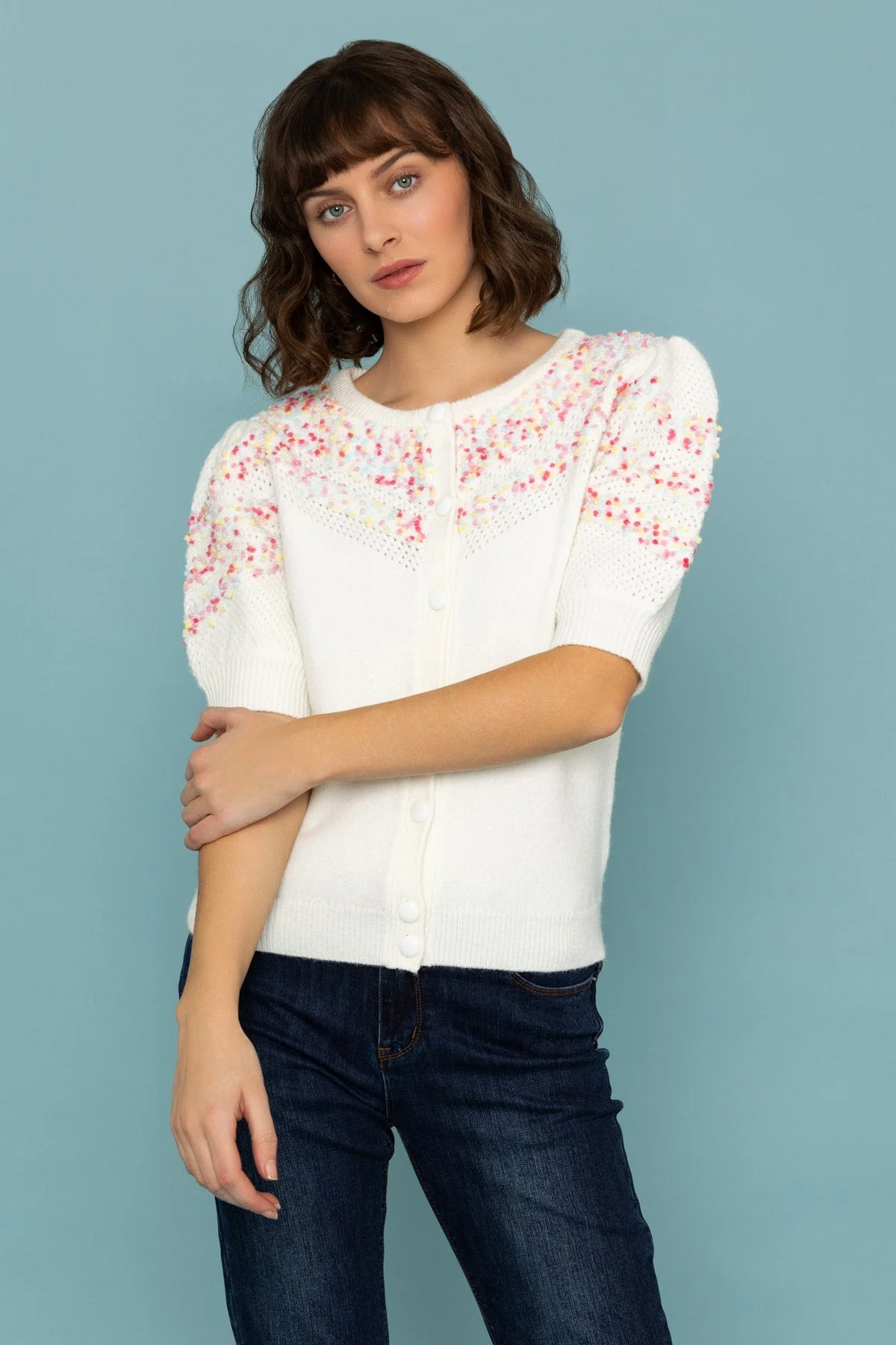 Short Sleeved Confetti Cardigan