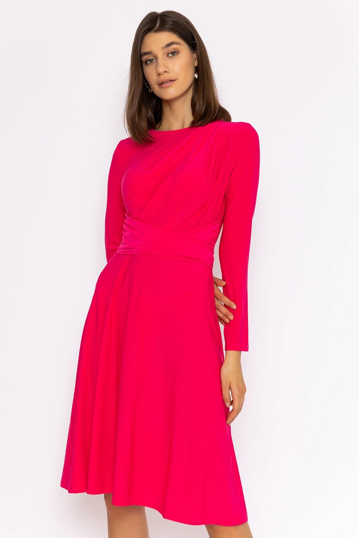 Cathy Midi Dress in Fuchsia