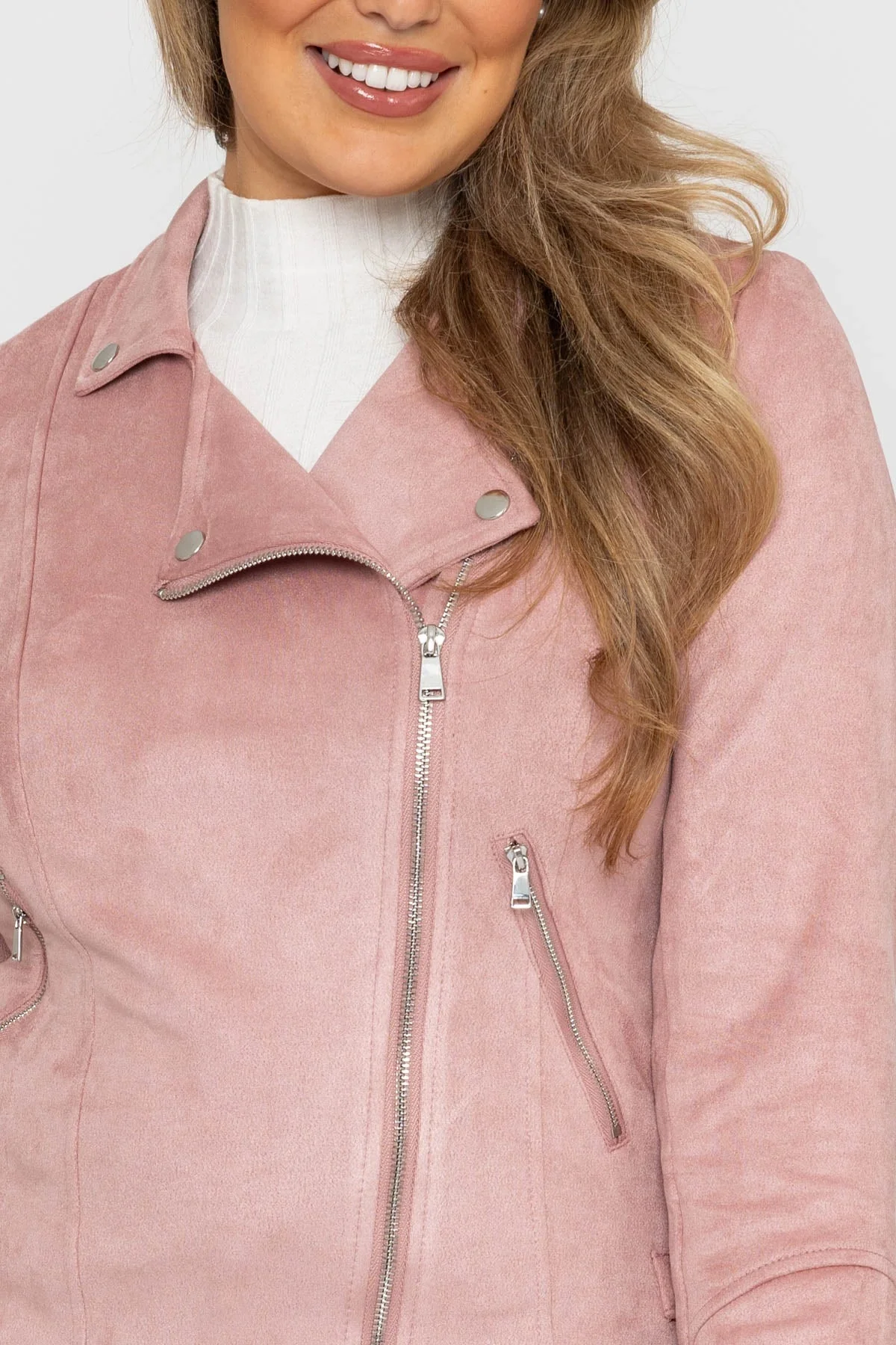 Suede Biker Jacket in Blush