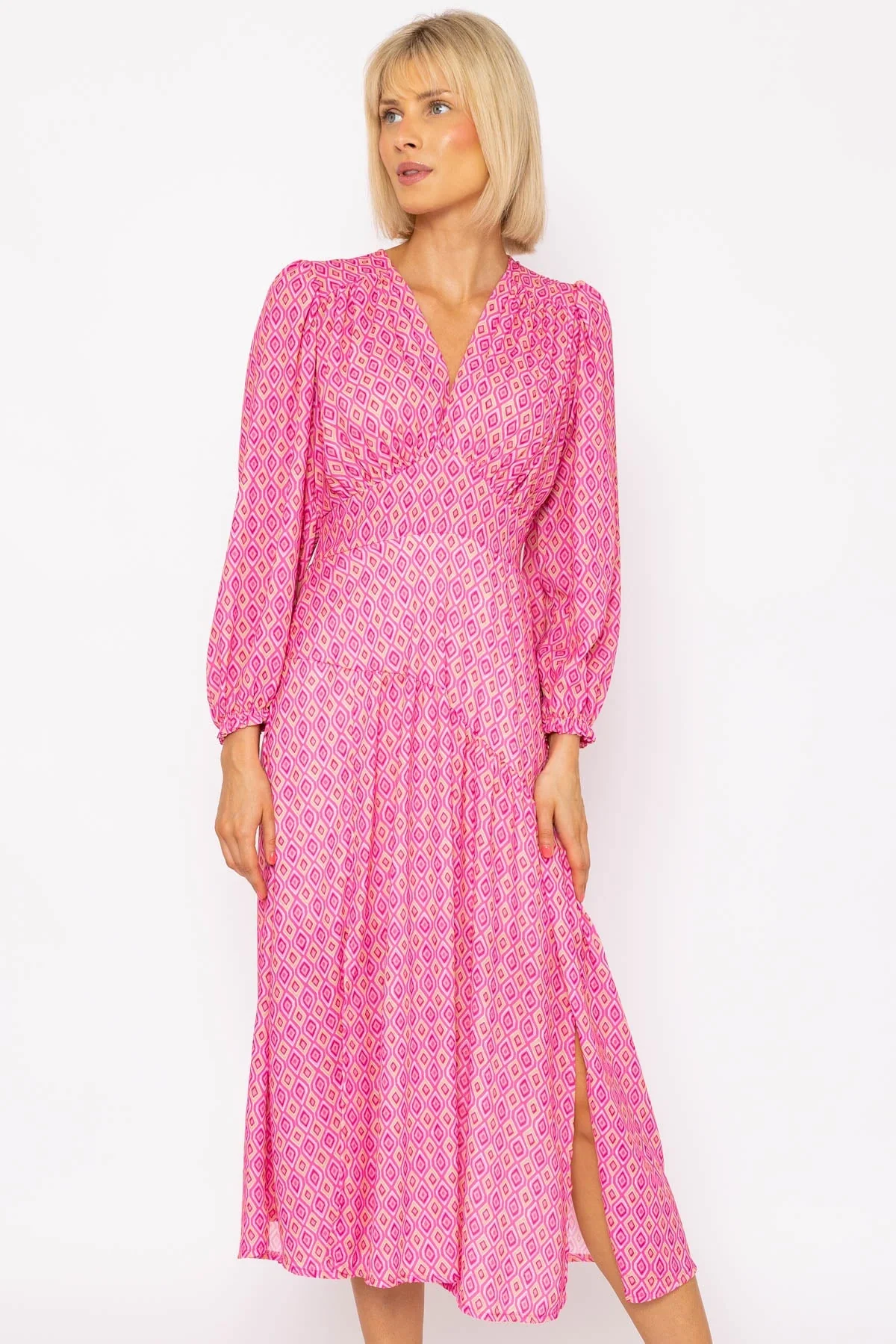 Siobhan Pink Printed Midi Dress