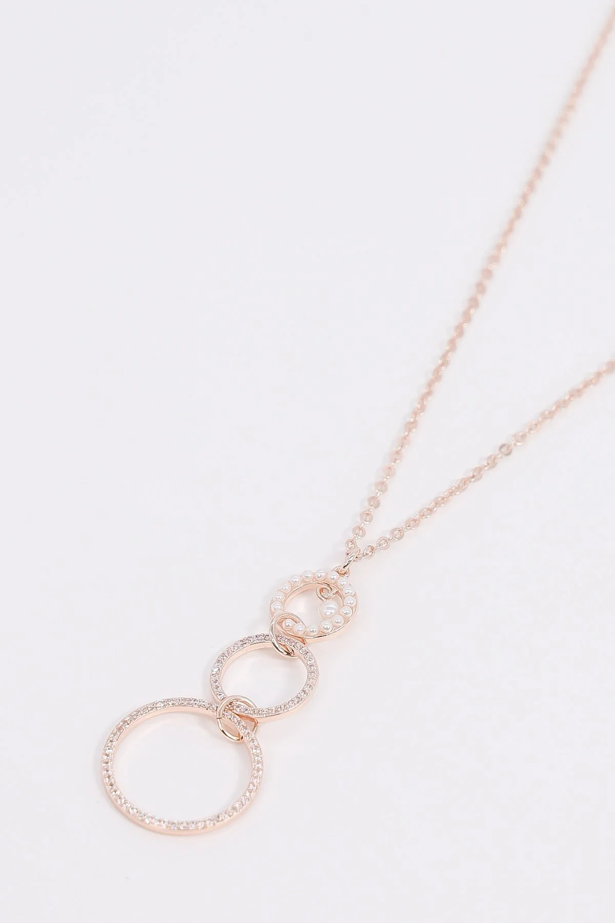 Circle and Pearl Drop Necklace