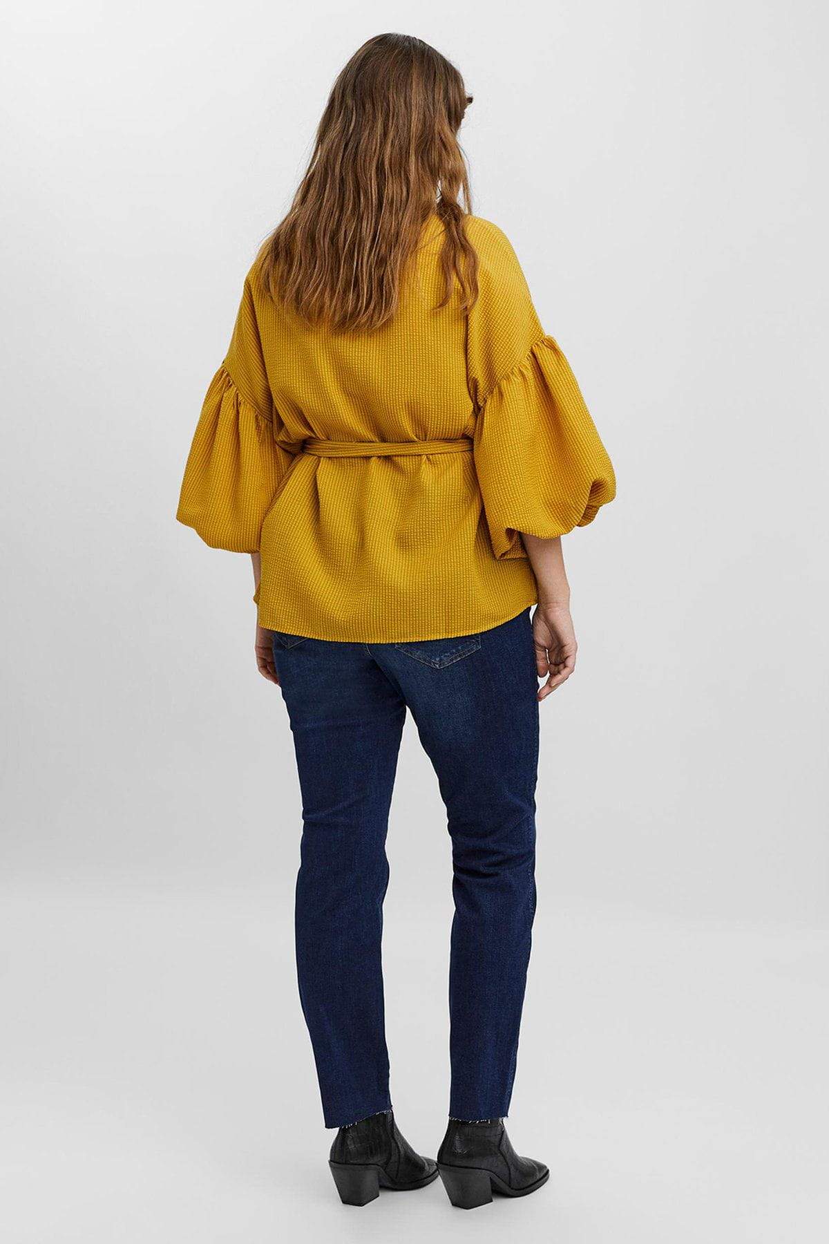 Curve - 3/4 Length Sleeve Blouse in Gold