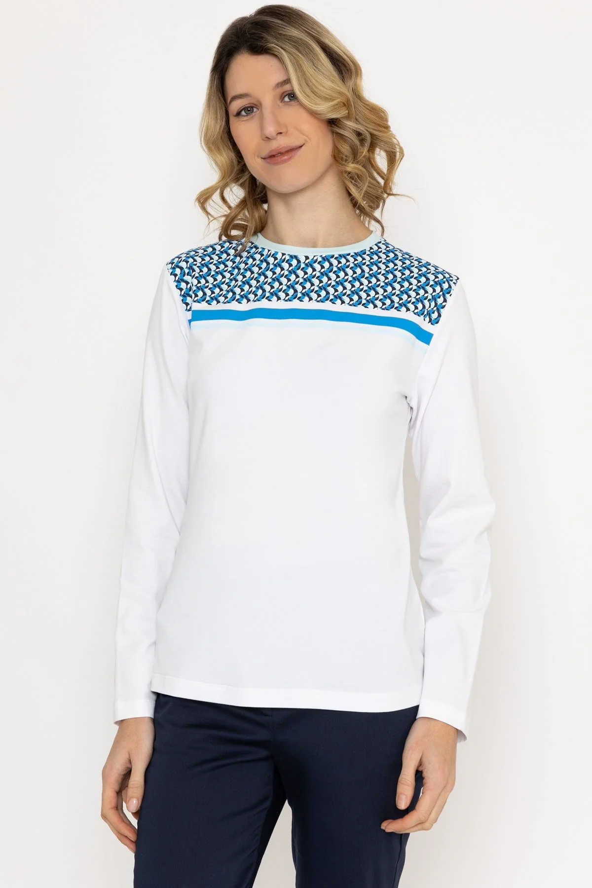 Long Sleeve T-Shirt in White Print