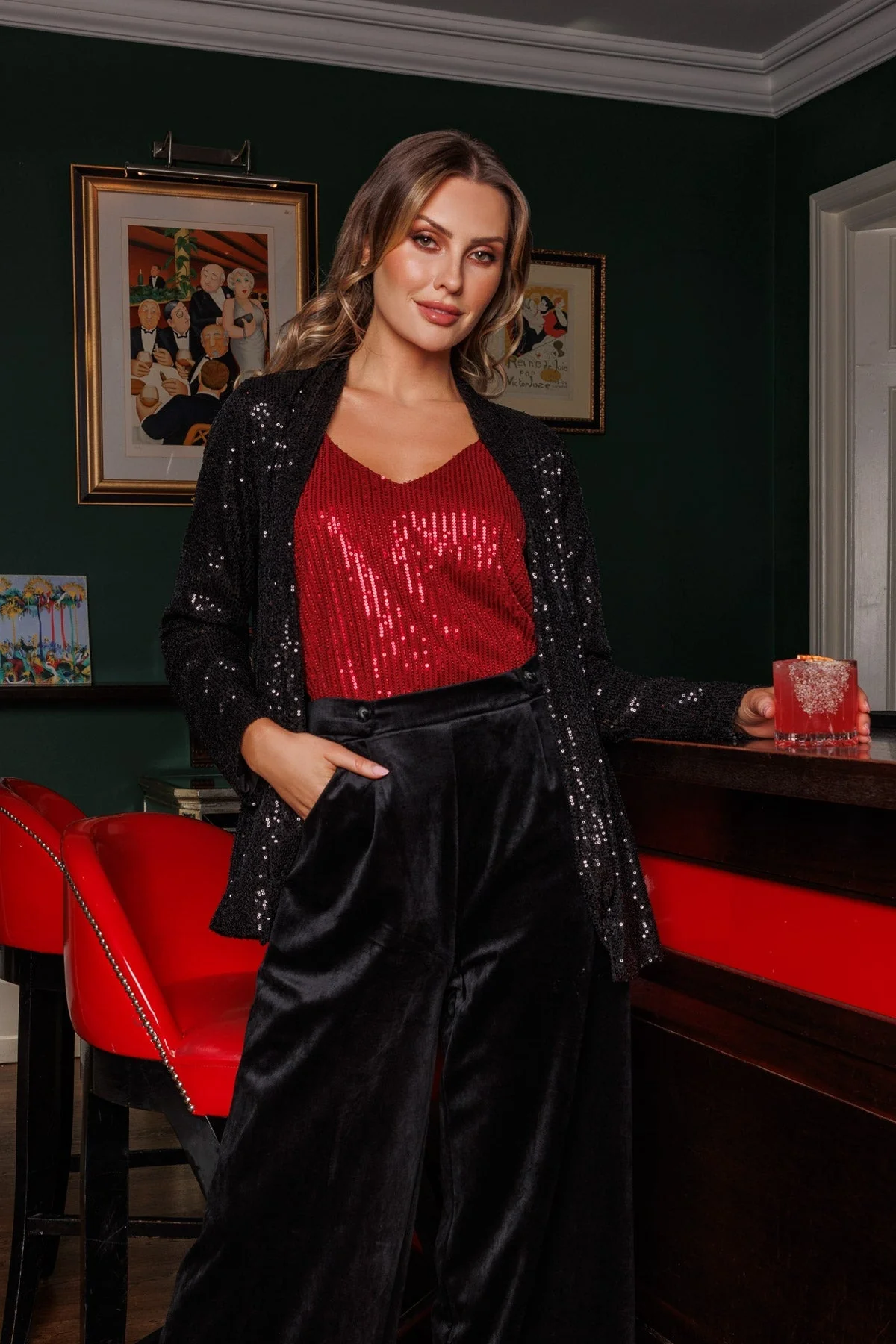 Sequin Chuck On Jacket in Black