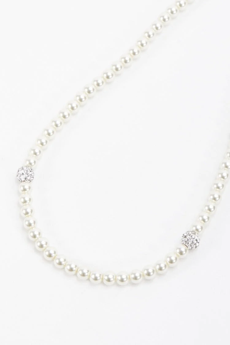 Sliver Tone Pearl Necklace