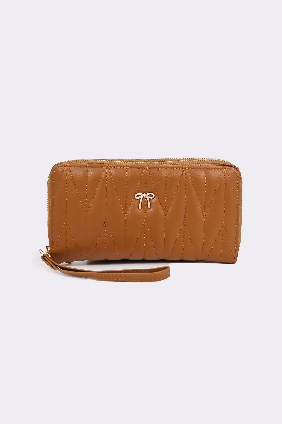 Quilted Bow Purse in Tan