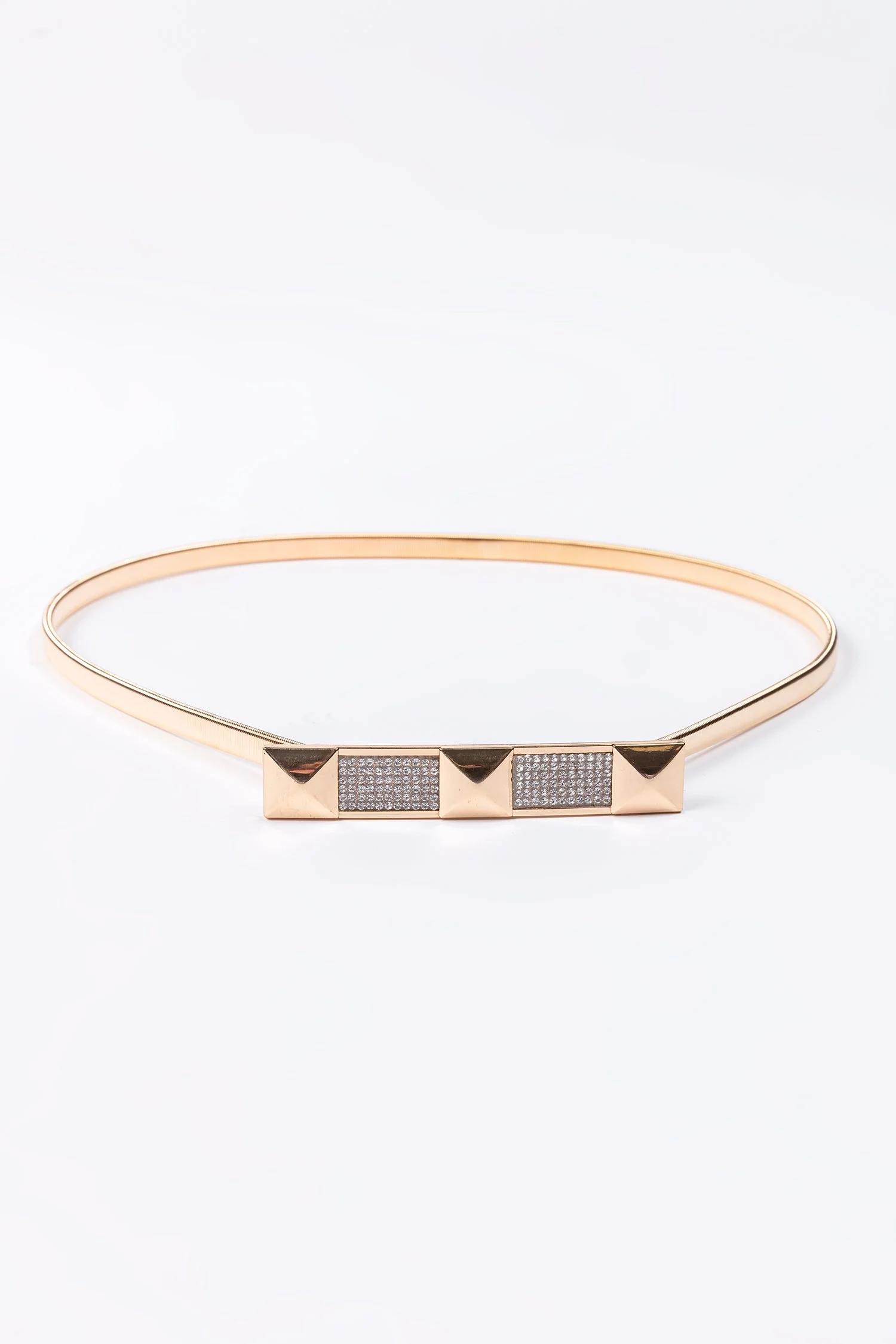 Diamante Detail Stretch Belt in Gold